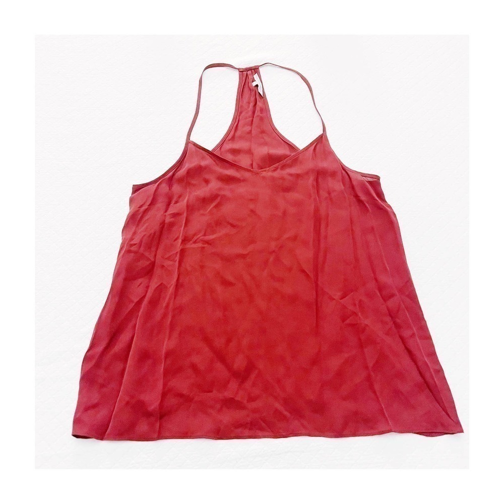 Rebecca Minkoff Halter Silk Top Sleeveless Top Red SZ L
